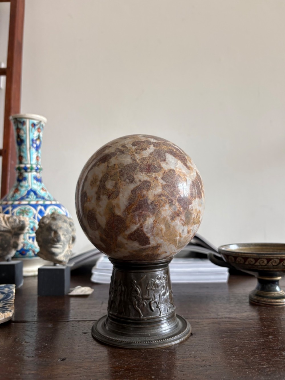 A 19th Century Grand Tour Bronze Stand and Breccia Marble, 19cm View VIII