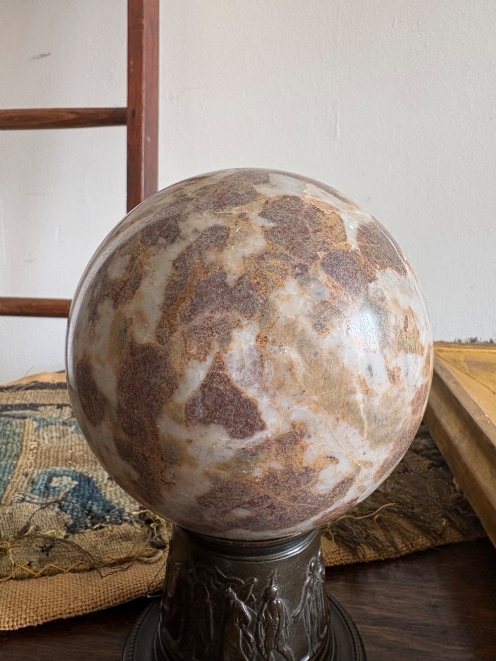 A 19th Century Grand Tour Bronze Stand and Breccia Marble, 19cm View IX