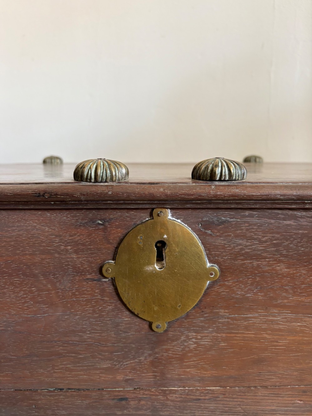 A 19th Century Anglo Indian Teak Campaign Trunk Blanket Box 77cm, Bronze Handles View V