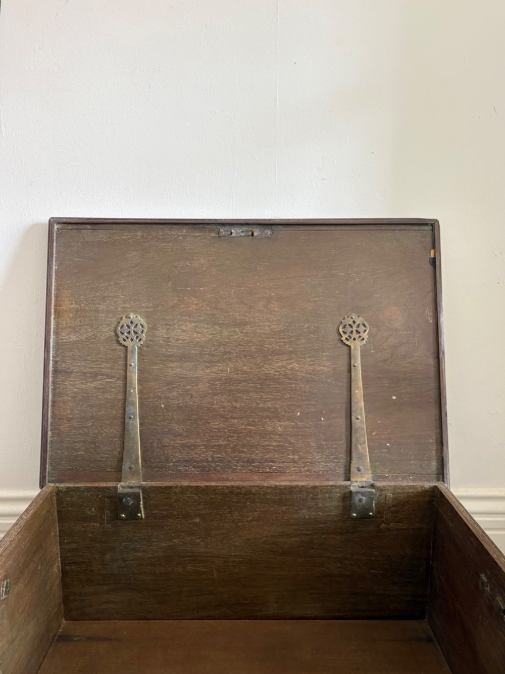 A 19th Century Anglo Indian Teak Campaign Trunk Blanket Box 77cm, Bronze Handles View IX