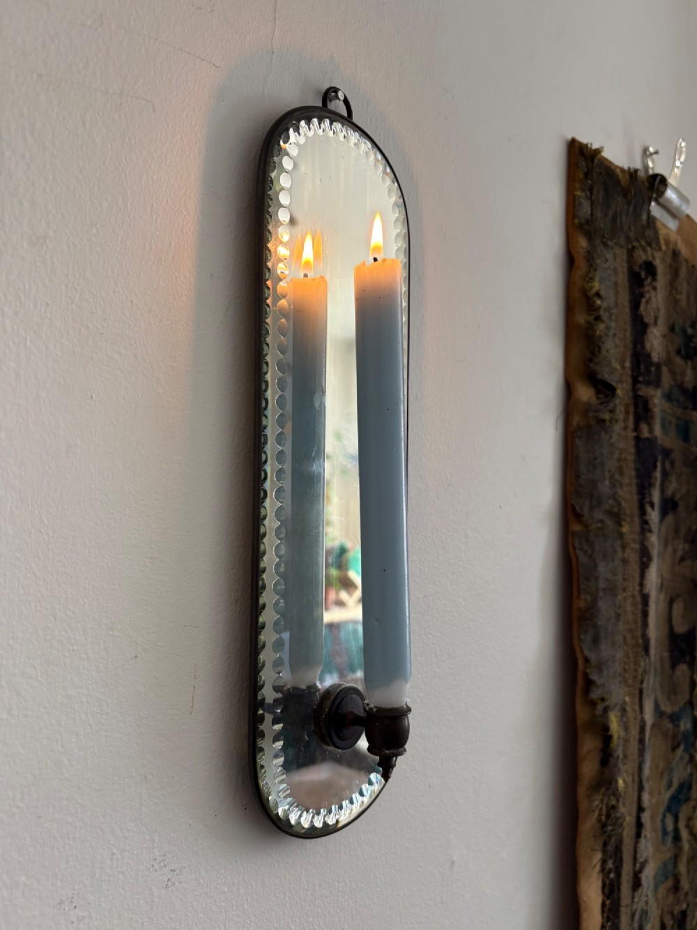 Early 20th Century Girandole Candle Wall Sconce, Sorcerer Mirror C1920 33cm