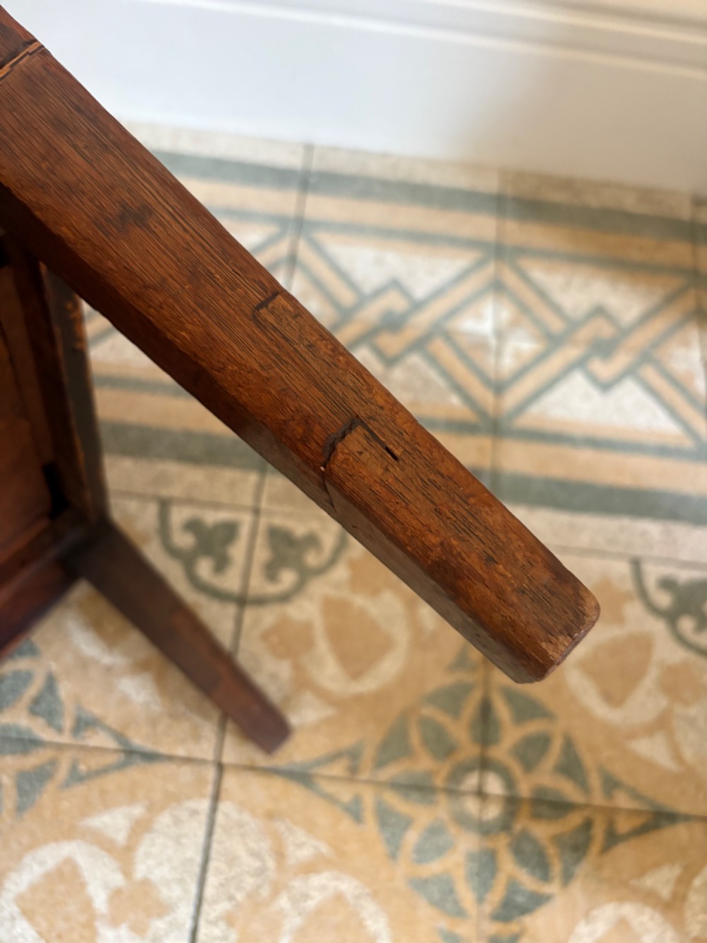 A Regency mahogany and beech side chair featuring a red plaid upholstered seat above an integrated wooden drawer with a brass drop handle. View XIV