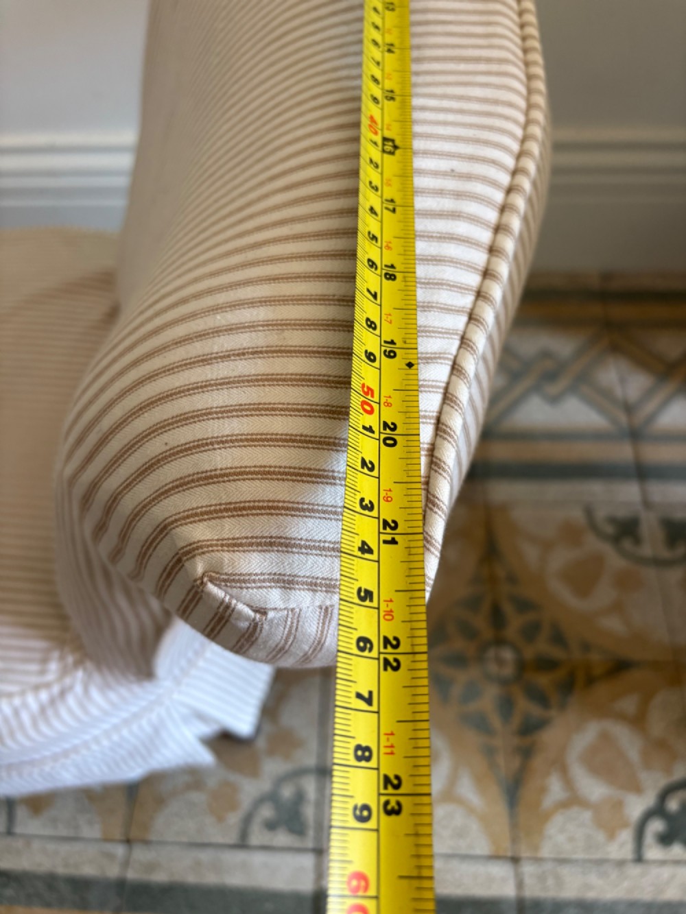 Edwardian Nursing or Slipper Chair with Tailored Ticking Stripe Slipcover C1900 View XI