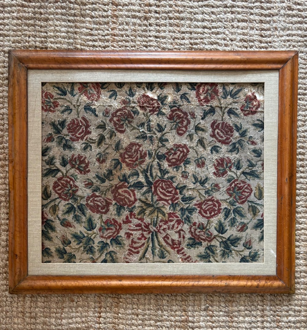 An Arts and Crafts Woven Jacquard Roses Tapestry, Walnut Frame C1895, 89cm View VII