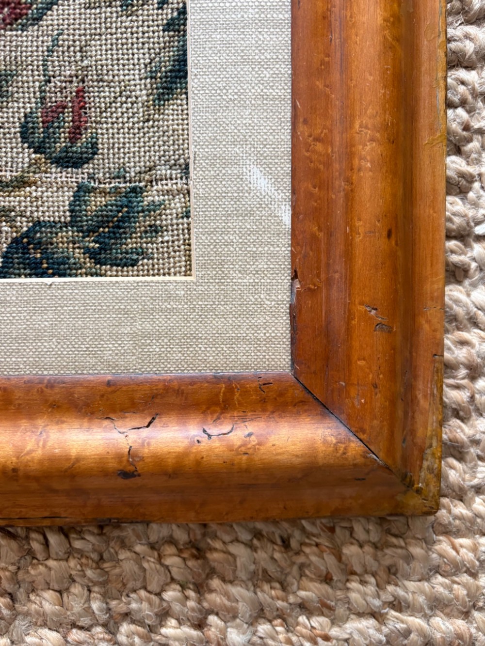 An Arts and Crafts Woven Jacquard Roses Tapestry, Walnut Frame C1895, 89cm View VIII