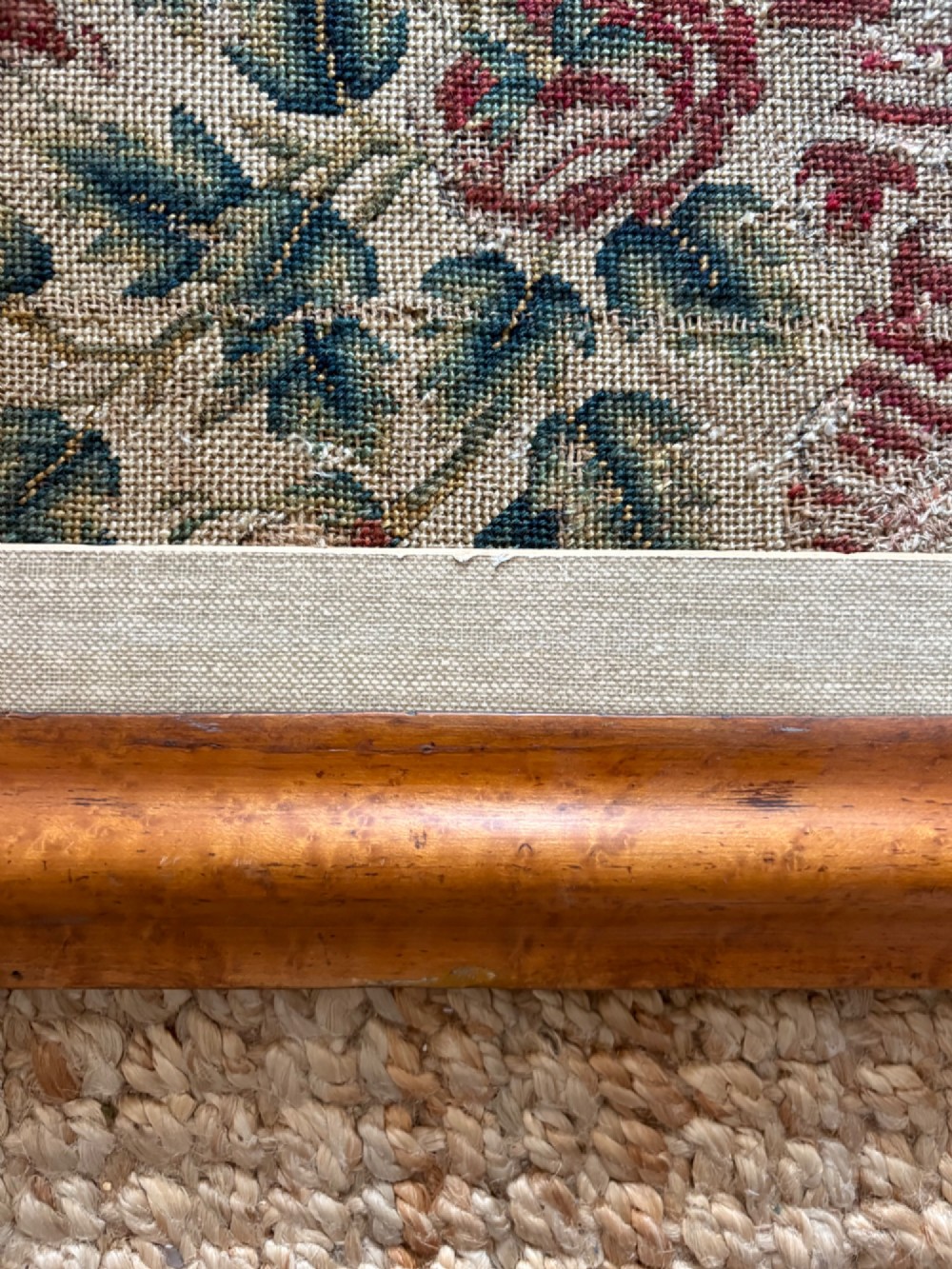 An Arts and Crafts Woven Jacquard Roses Tapestry, Walnut Frame C1895, 89cm View IX