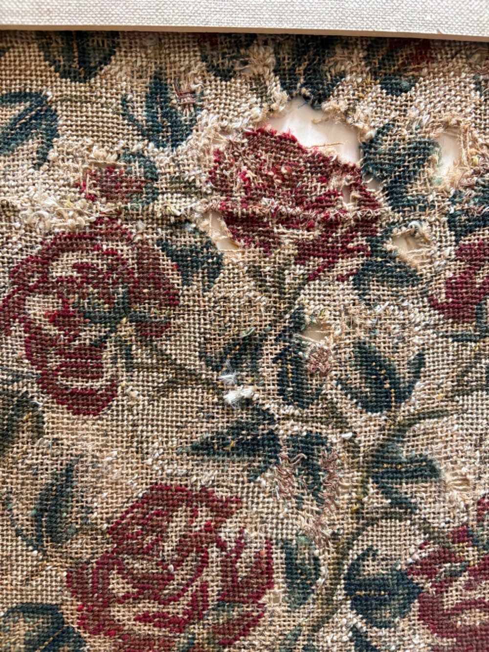 An Arts and Crafts Woven Jacquard Roses Tapestry, Walnut Frame C1895, 89cm View XII