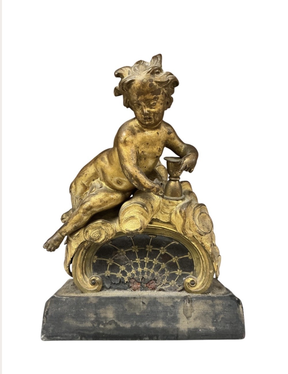 A Late 18th-19thC French Gilt Bronze-Ormolu Putto Finial Ornament Mount 24cm