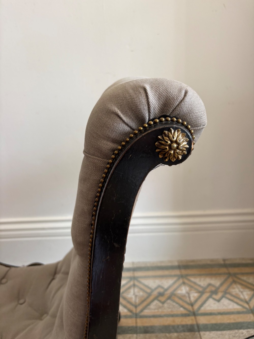 A Late 19th Century Ebonised Upholstered Nursing Chair, Aesthetic Movement C1890 View XIV