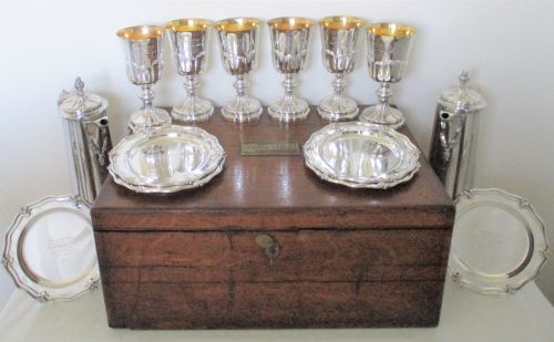 SUPERB LARGE OLD SHEFFIELD PLATED BOXED COMMUNION SET C1840 - ADDITIONAL PHOTO 4