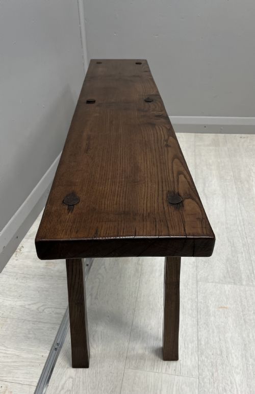 19THC ASH AND ELM LONG STOOL OR BENCH WITH 6 LEGS - ADDITIONAL PHOTO 1