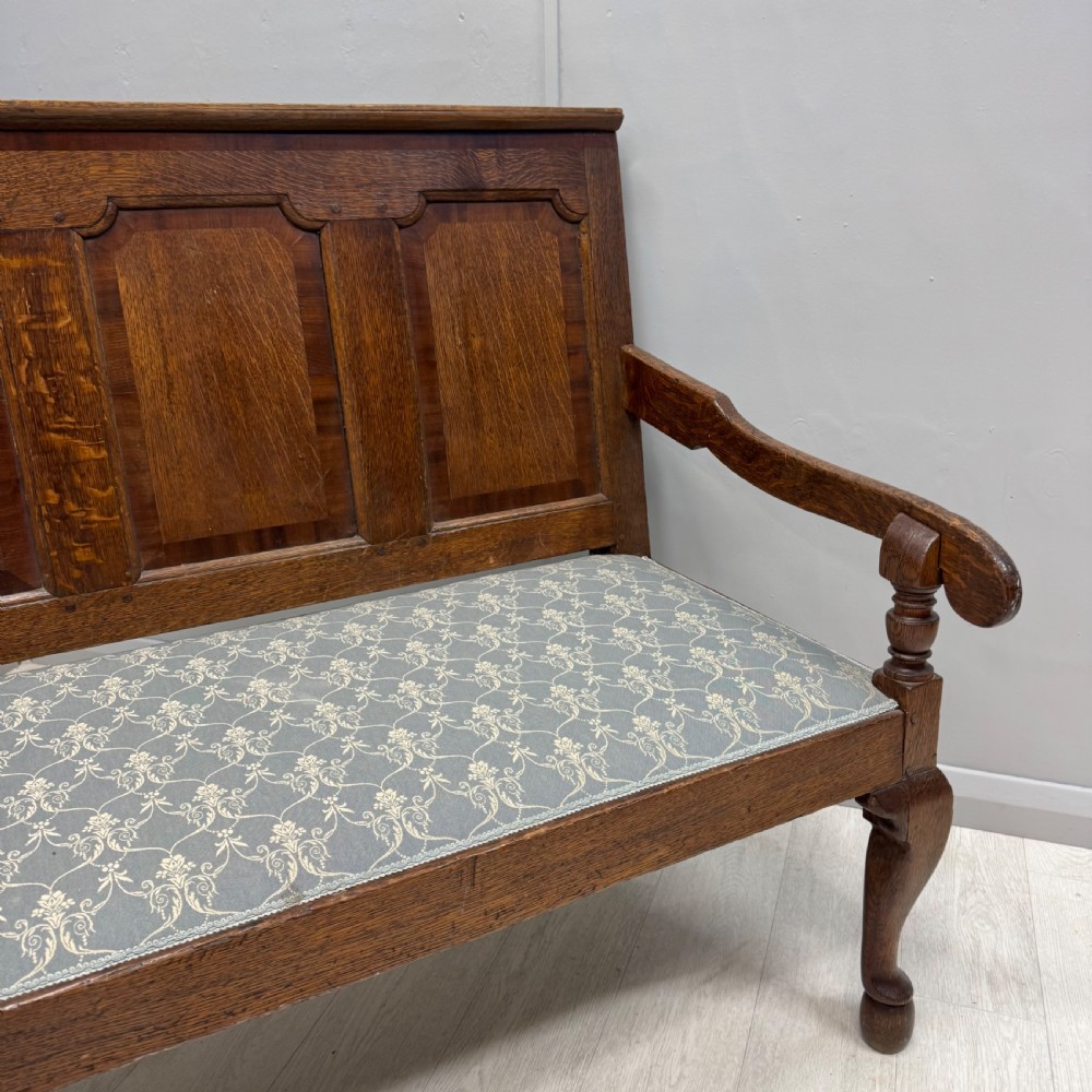 18th century oak panelled settle  View III