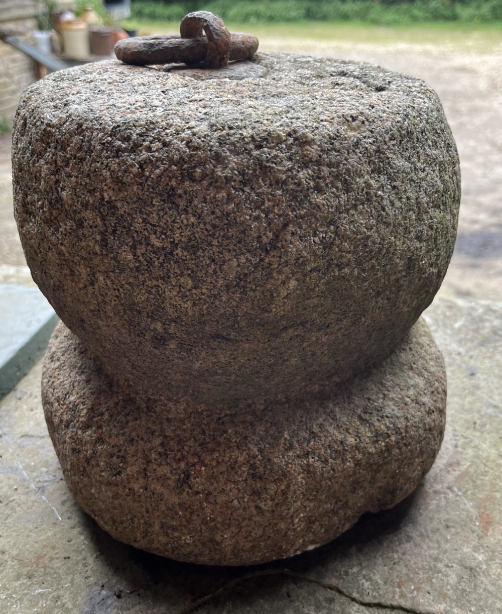 19thC Granite Farm Weight Tethering Block View III