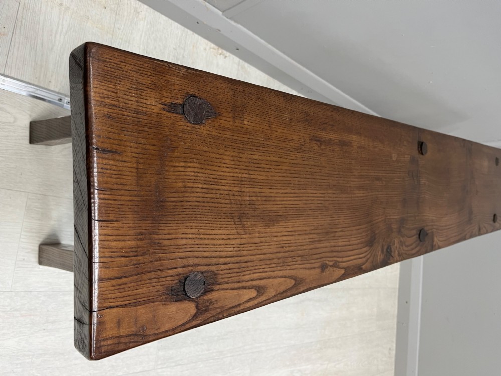 19thC  Ash and Elm Long stool or bench with 6 legs View III