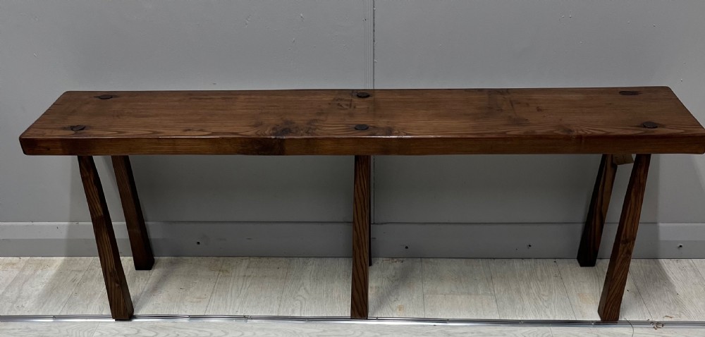 19thC  Ash and Elm Long stool or bench with 6 legs View V