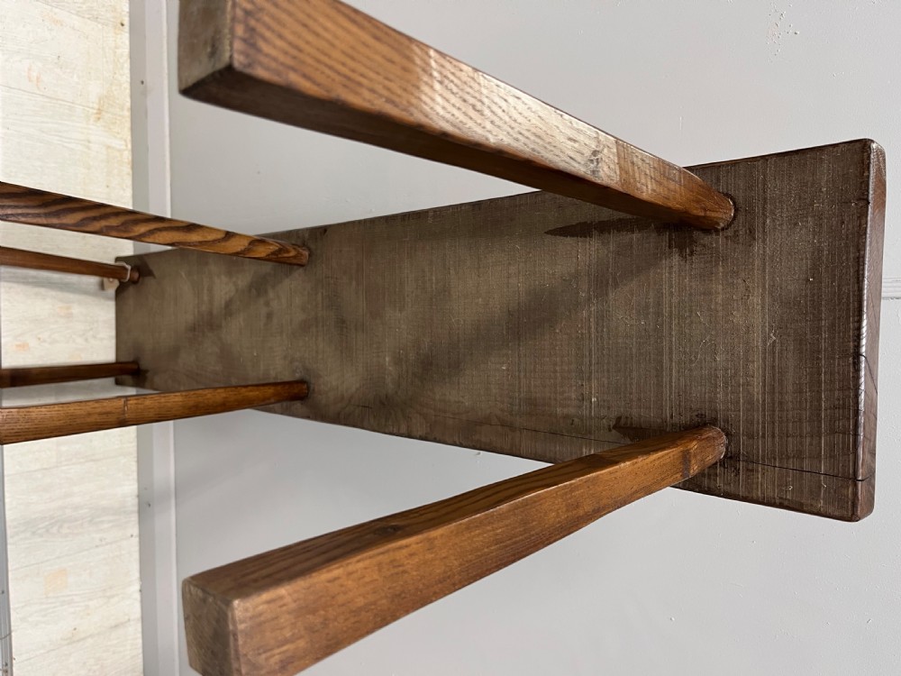 19thC  Ash and Elm Long stool or bench with 6 legs View VI