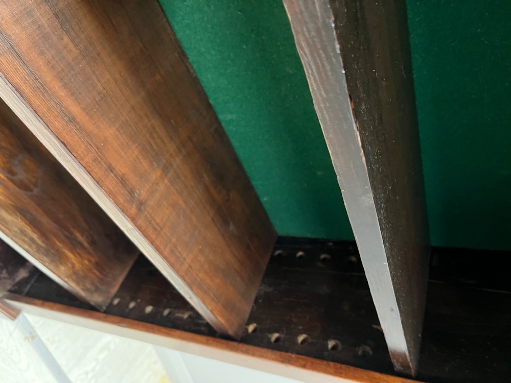 Victorian mahogany freestanding bookcase with adjustable shelves View V