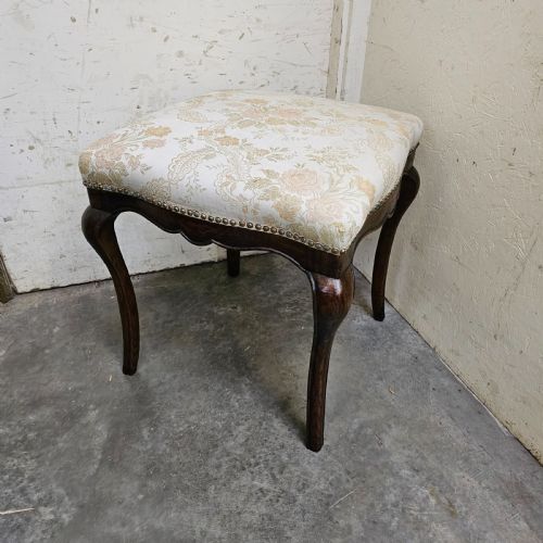 fig 1. 19th Century French Oak Upholstered Square Stool