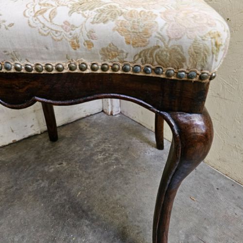 fig 2. 19th Century French Oak Upholstered Square Stool