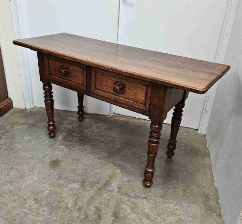 fig 1. French Oak Two Drawer Side Table (Alsace)