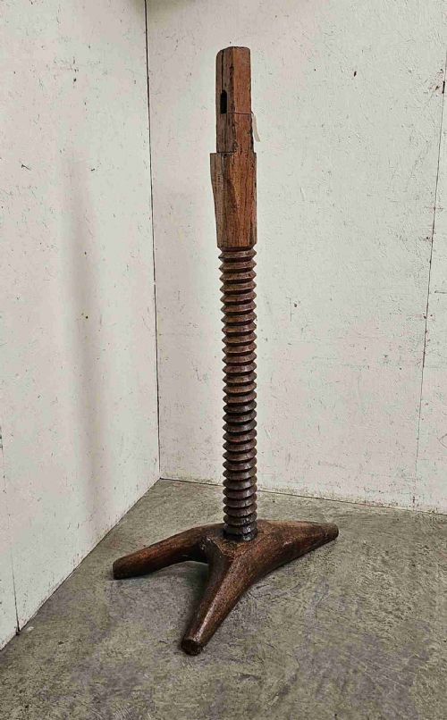 Substantial Hand Carved French Grape Press Screw Thread