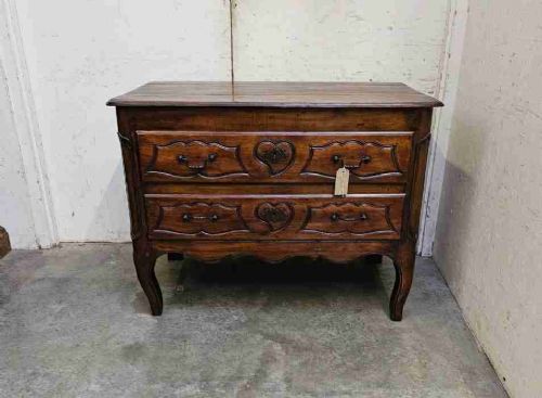 French Carved Walnut Two Drawer Chest