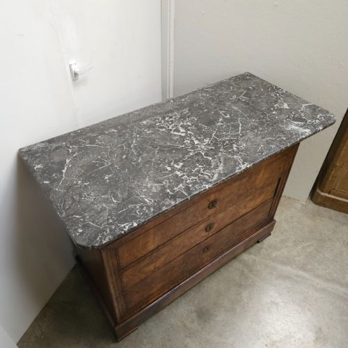 fig 1. French Burr Walnut Marble Top Commode
