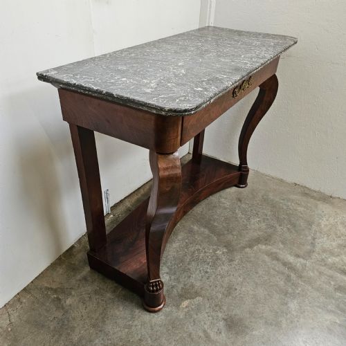 fig 1. French 19th Century Mahogany and Marble Console With Drawer