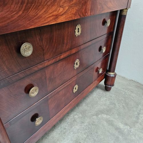 FRENCH EMPIRE MARBLE AND MAHOGANY COMMODE - ADDITIONAL PHOTO 4