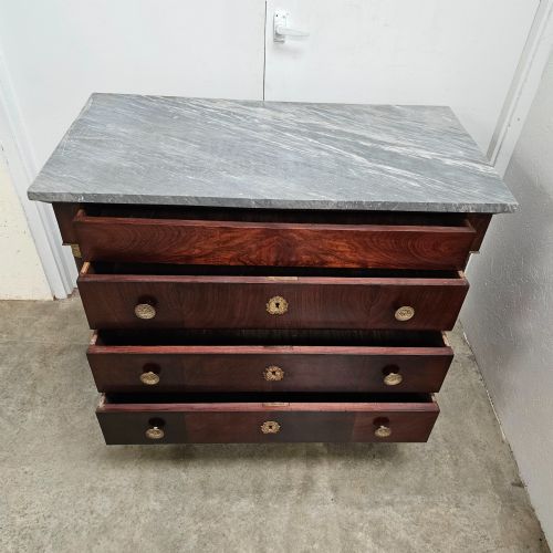 FRENCH EMPIRE MARBLE AND MAHOGANY COMMODE - ADDITIONAL PHOTO 6