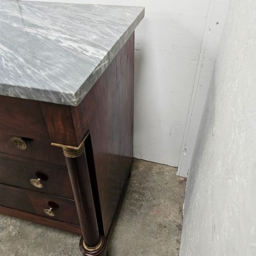 FRENCH EMPIRE MARBLE AND MAHOGANY COMMODE - ADDITIONAL PHOTO 8