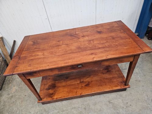 fig 1. French Cherry Two Tier Table With Drawer