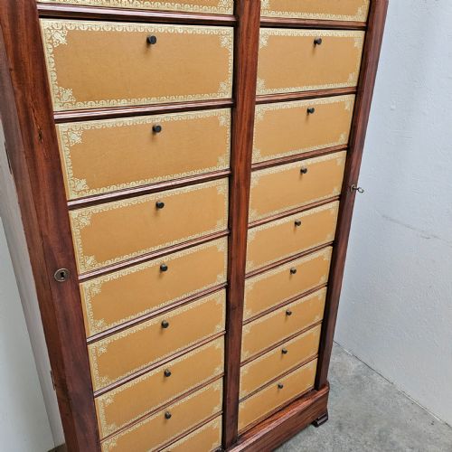 FRENCH MAHOGANY AND LEATHER CARTONNIER FILING CABINET - ADDITIONAL PHOTO 1