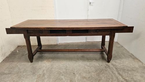fig 2. French Oak Farmhouse Kitchen Table With Slides