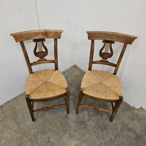 fig 1. Pair of Provincial French Cherry & Rush Chairs