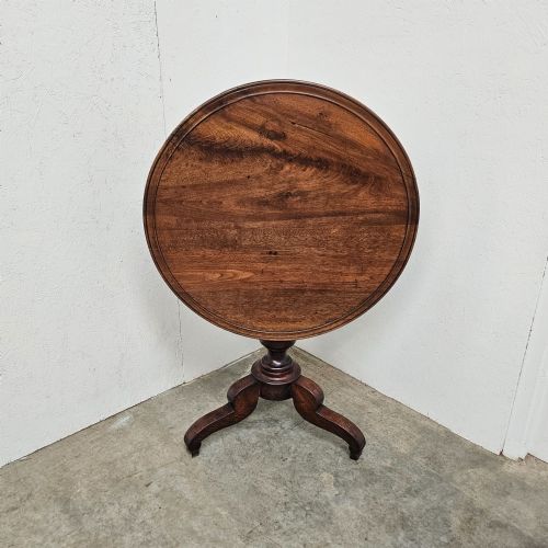 French Walnut Circular Tilt-top Pedestal Table