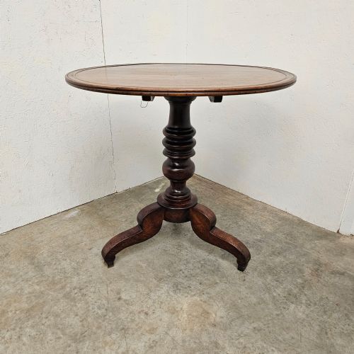 fig 1. French Walnut Circular Tilt-Top Pedestal Table
