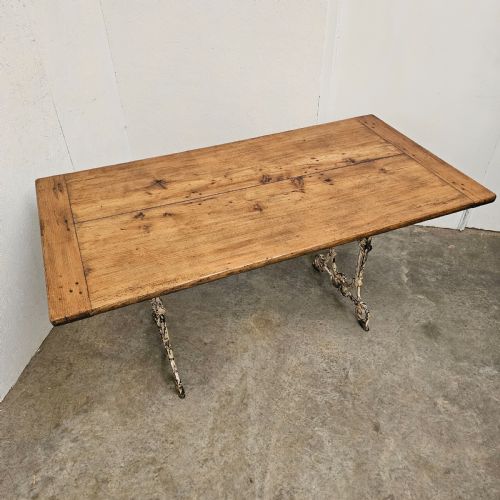fig 1. 19th Century French Cast Iron & Pine Cafe Table