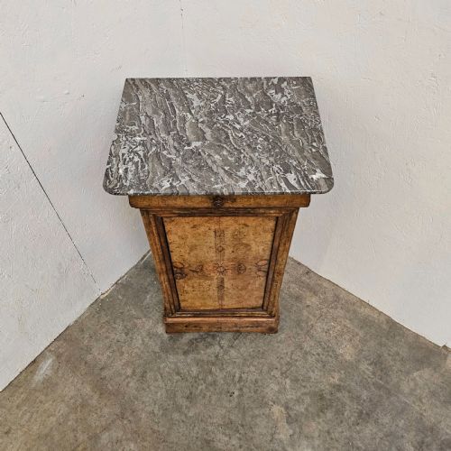 fig 2. 19th Century French Burr (Burl) Walnut & Marble Nightstand