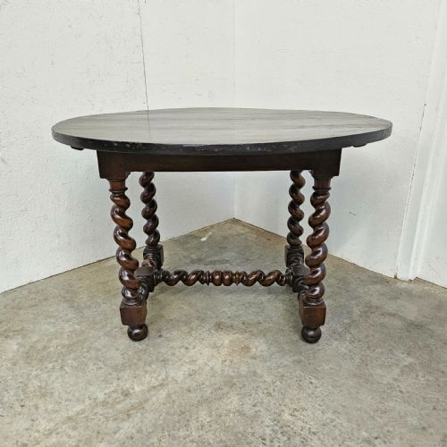 fig 1. French Oval Walnut Barley Twist Table