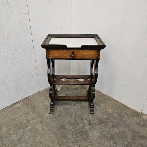 FRENCH PART EBONISED WALNUT MARBLE STAND - ADDITIONAL PHOTO 1