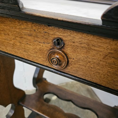 FRENCH PART EBONISED WALNUT MARBLE STAND - ADDITIONAL PHOTO 3