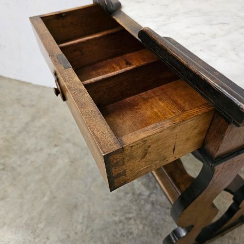 FRENCH PART EBONISED WALNUT MARBLE STAND - ADDITIONAL PHOTO 5
