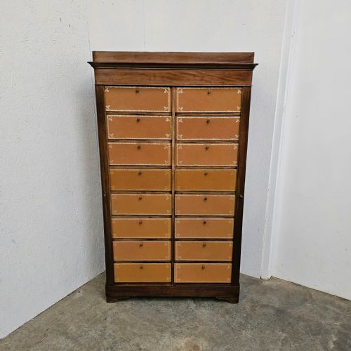 FRENCH WALNUT AND LEATHER CARTONNIERE