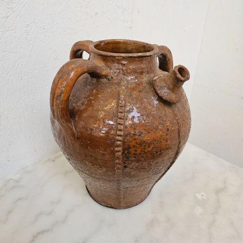 fig 1. French Glazed Terracotta Oil Jar (Auvergne)