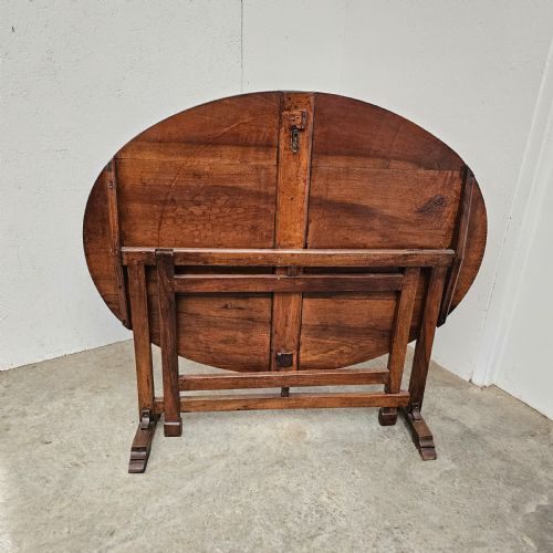 fig 1. Large French Walnut Oval Wine Tasting Table