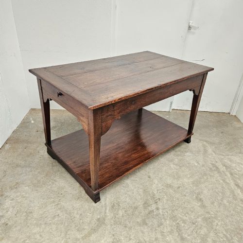 French Oak Two Tier Work Table with Drawer