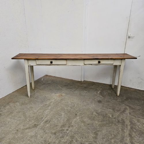 fig 1. Long French Painted Two Drawer Console