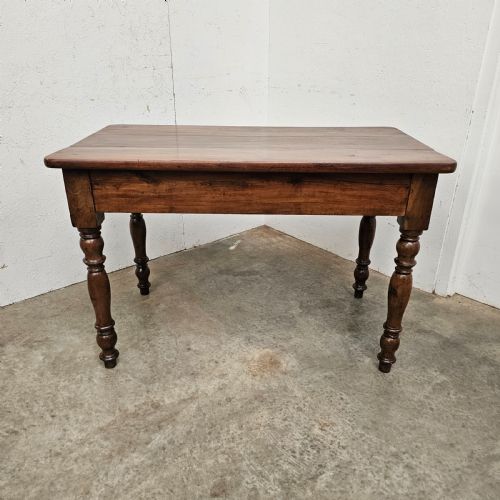 French Turned Leg Cherry Table with Drawer