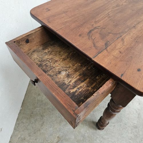 fig 2. French Turned Leg Cherry Table With Drawer